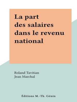 cover image of La part des salaires dans le revenu national